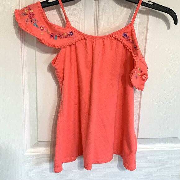 Girls Orange Tank Tops Glitter Sequin Children's Place Size 7/8 Off Shoulder - Picture 7 of 11